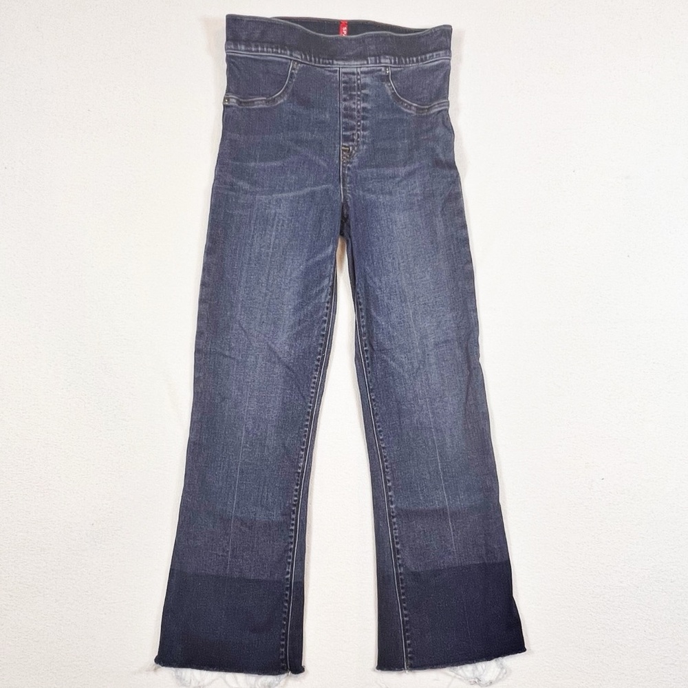 Spanx By Sarah Blakely Womens S Jeans Cropped Flare Denim Blue Pull On Jeans
